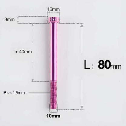 M10x65-120mm Titanium Motorcycle Bolts with 1.5mm Pitch