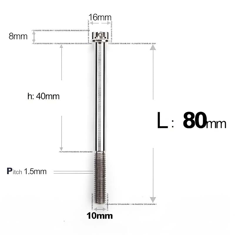 M10x65-120mm Titanium Motorcycle Bolts with 1.5mm Pitch