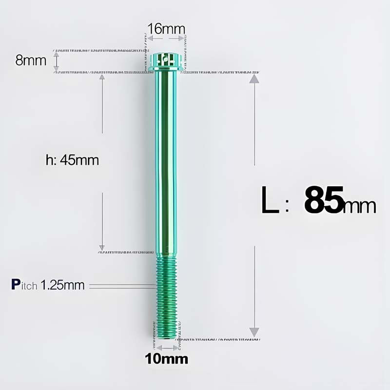 M10x85-120mm Titanium Motorcycle Bolts with 1.25mm Pitch