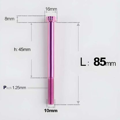 M10x85-120mm Titanium Motorcycle Bolts with 1.25mm Pitch