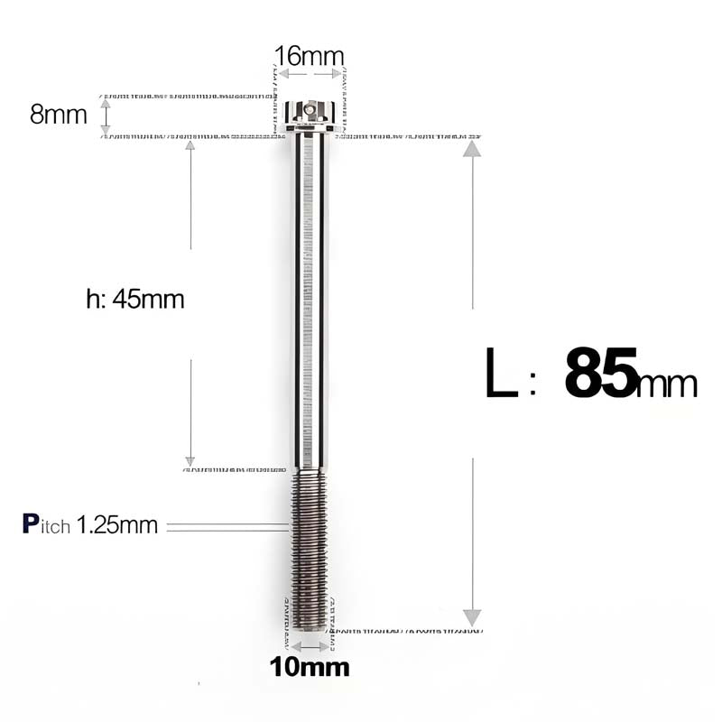 M10x85-120mm Titanium Motorcycle Bolts with 1.25mm Pitch