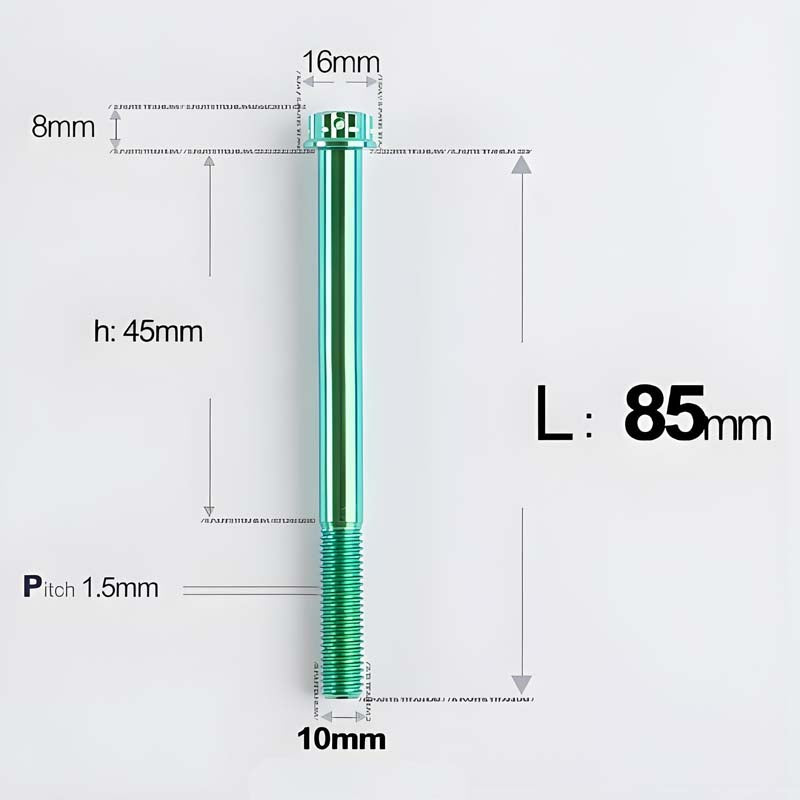 M10x65-120mm Titanium Motorcycle Bolts with 1.5mm Pitch