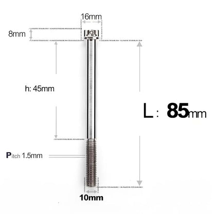 M10x65-120mm Titanium Motorcycle Bolts with 1.5mm Pitch