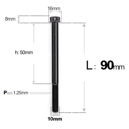M10x85-120mm Titanium Motorcycle Bolts with 1.25mm Pitch