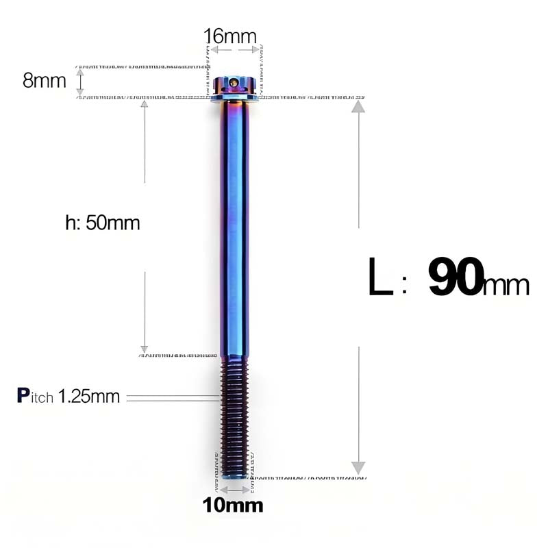 M10x85-120mm Titanium Motorcycle Bolts with 1.25mm Pitch