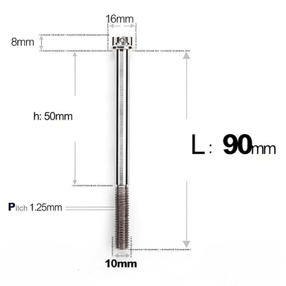 M10x85-120mm Titanium Motorcycle Bolts with 1.25mm Pitch