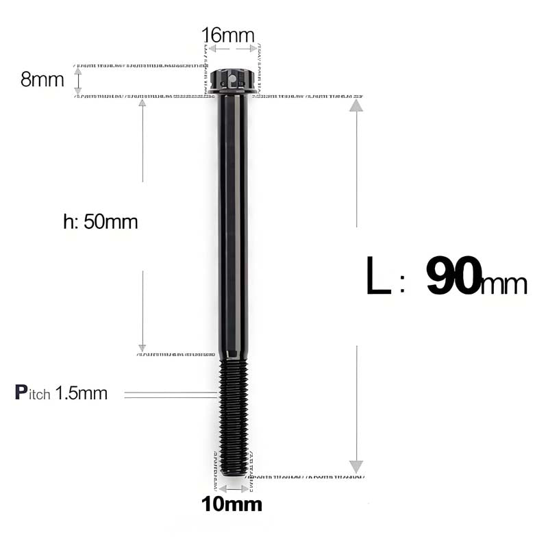 M10x65-120mm Titanium Motorcycle Bolts with 1.5mm Pitch