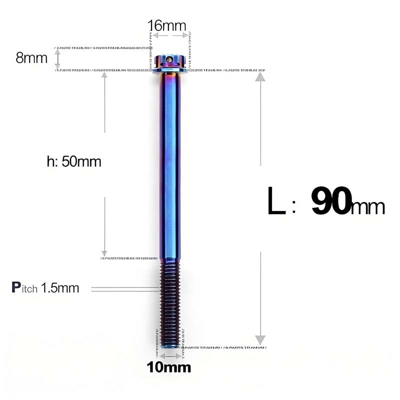 M10x65-120mm Titanium Motorcycle Bolts with 1.5mm Pitch