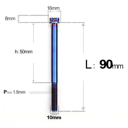 M10x65-120mm Titanium Motorcycle Bolts with 1.5mm Pitch