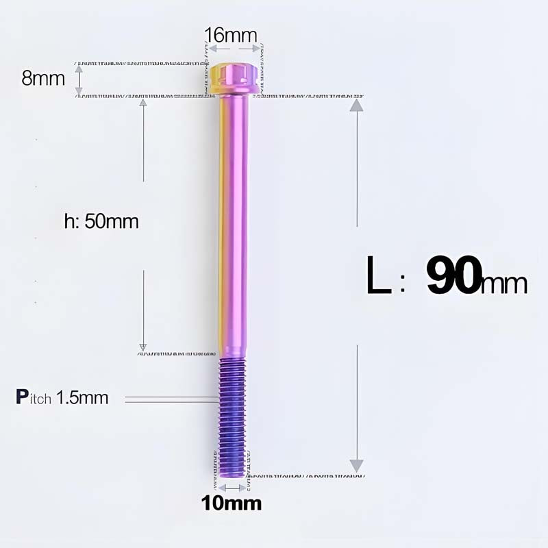 M10x65-120mm Titanium Motorcycle Bolts with 1.5mm Pitch