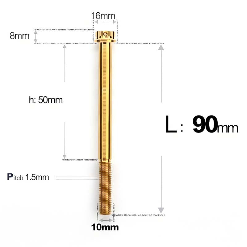 M10x65-120mm Titanium Motorcycle Bolts with 1.5mm Pitch