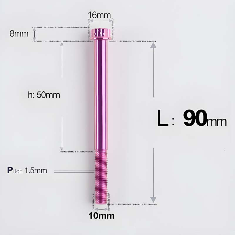 M10x65-120mm Titanium Motorcycle Bolts with 1.5mm Pitch