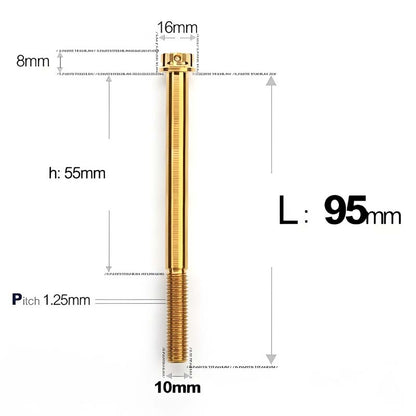 M10x85-120mm Titanium Motorcycle Bolts with 1.25mm Pitch