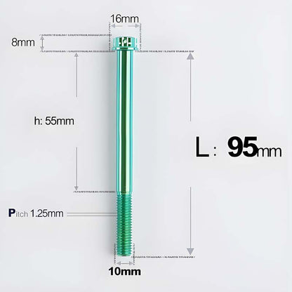 M10x85-120mm Titanium Motorcycle Bolts with 1.25mm Pitch