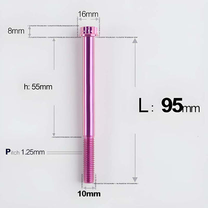 M10x85-120mm Titanium Motorcycle Bolts with 1.25mm Pitch