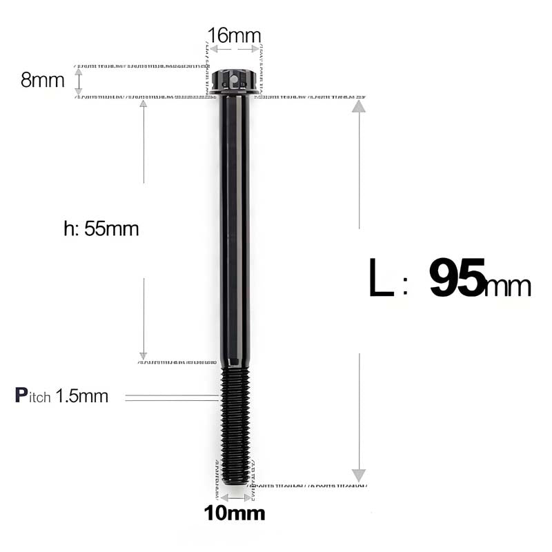 M10x65-120mm Titanium Motorcycle Bolts with 1.5mm Pitch