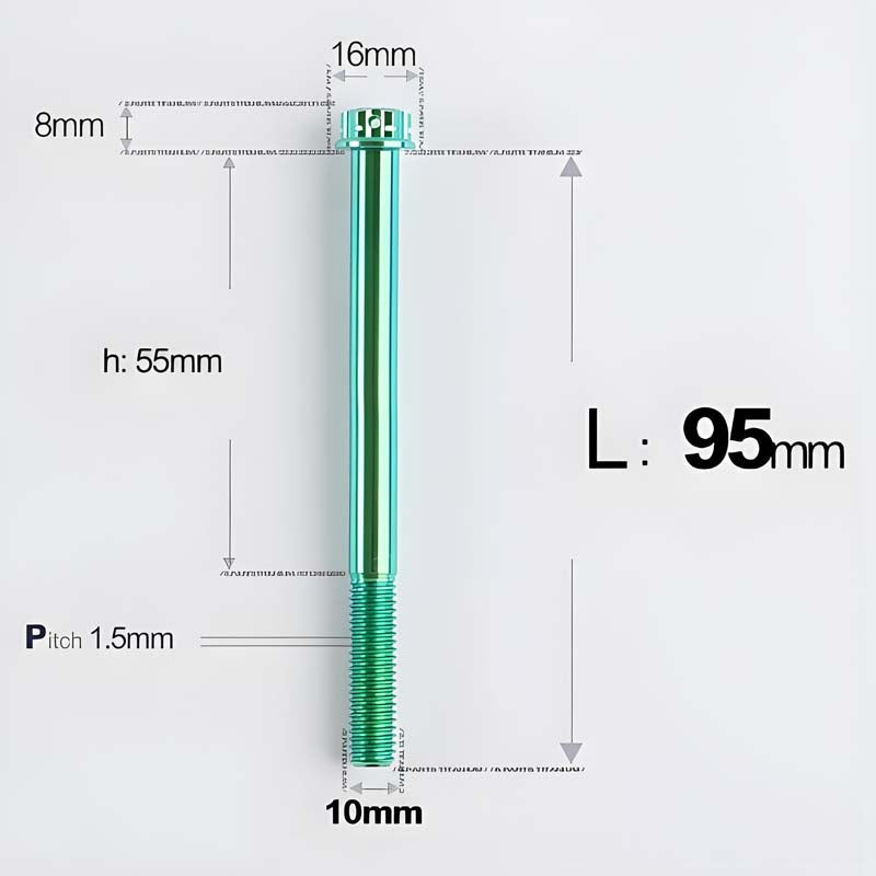 M10x65-120mm Titanium Motorcycle Bolts with 1.5mm Pitch