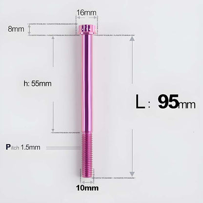 M10x65-120mm Titanium Motorcycle Bolts with 1.5mm Pitch