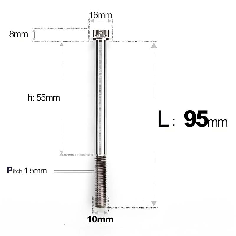 M10x65-120mm Titanium Motorcycle Bolts with 1.5mm Pitch