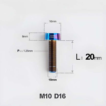 M10xL20-80mm Titanium 1.25mm Thread Security Bolt for Brembo Caliper Mounting D16
