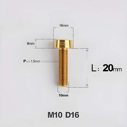M10xL20-80mm Titanium 1.5mm Thread Security Bolt for Brembo Caliper Mounting D16