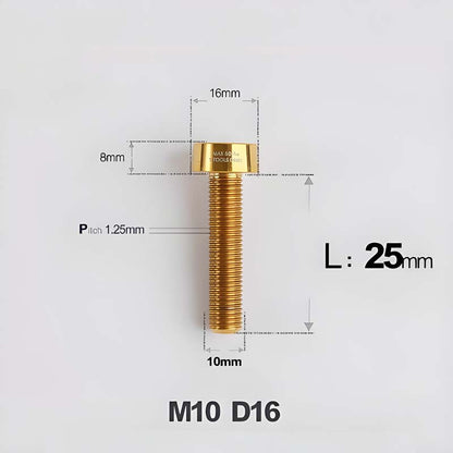 M10xL20-80mm Titanium 1.25mm Thread Security Bolt for Brembo Caliper Mounting D16