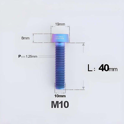 M10xL20-80mm Titanium 1.25mm Thread Security Bolt for Brembo Caliper Mounting D19