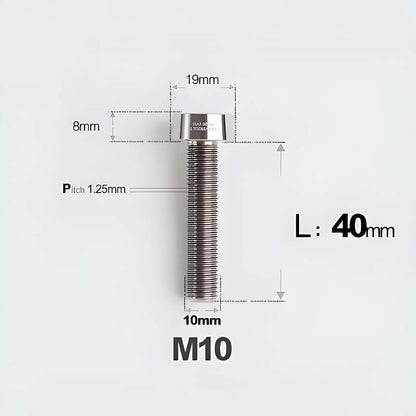 M10xL20-80mm Titanium 1.25mm Thread Security Bolt for Brembo Caliper Mounting D19