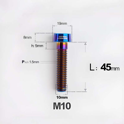 M10xL20-70mm TI 1.5mm Thread Security Bolt for Brembo Caliper Mounting D19