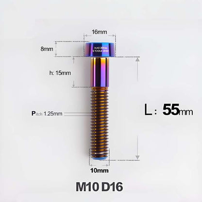 M10xL20-80mm Titanium 1.25mm Thread Security Bolt for Brembo Caliper Mounting D16