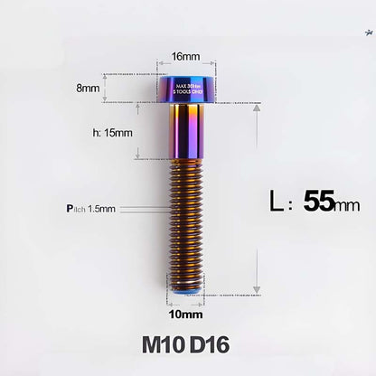M10xL20-80mm Titanium 1.5mm Thread Security Bolt for Brembo Caliper Mounting D16