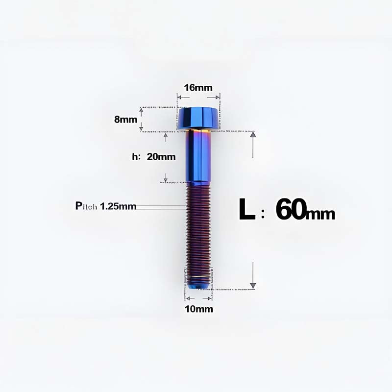 M10xL20-80mm Titanium 1.25mm Thread Security Bolt for Brembo Caliper Mounting D16