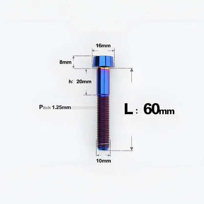 M10xL20-80mm Titanium 1.25mm Thread Security Bolt for Brembo Caliper Mounting D16