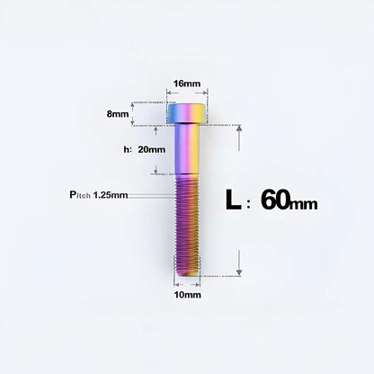 M10xL20-80mm Titanium 1.25mm Thread Security Bolt for Brembo Caliper Mounting D16