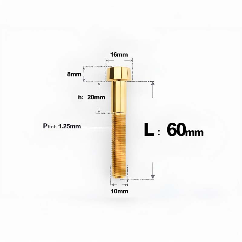 M10xL20-80mm Titanium 1.25mm Thread Security Bolt for Brembo Caliper Mounting D16