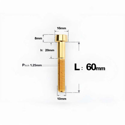 M10xL20-80mm Titanium 1.25mm Thread Security Bolt for Brembo Caliper Mounting D16