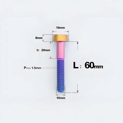M10xL20-70mm TI 1.5mm Thread Security Bolt for Brembo Caliper Mounting D19