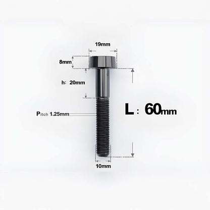 M10xL20-80mm Titanium 1.25mm Thread Security Bolt for Brembo Caliper Mounting D19