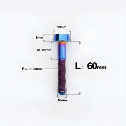 M10xL20-80mm Titanium 1.25mm Thread Security Bolt for Brembo Caliper Mounting D19