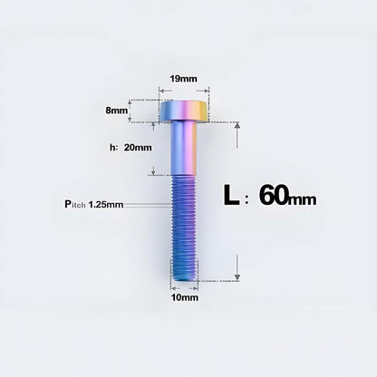 M10xL20-80mm Titanium 1.25mm Thread Security Bolt for Brembo Caliper Mounting D19