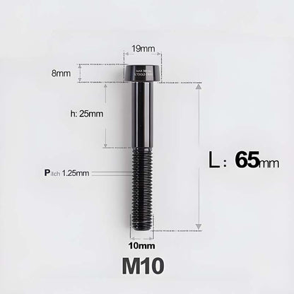 M10xL20-80mm Titanium 1.25mm Thread Security Bolt for Brembo Caliper Mounting D19