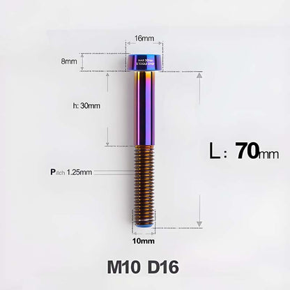 M10xL20-80mm Titanium 1.25mm Thread Security Bolt for Brembo Caliper Mounting D16