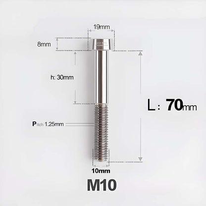 M10xL20-80mm Titanium 1.25mm Thread Security Bolt for Brembo Caliper Mounting D19