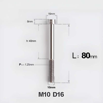 M10xL20-80mm Titanium 1.25mm Thread Security Bolt for Brembo Caliper Mounting D16
