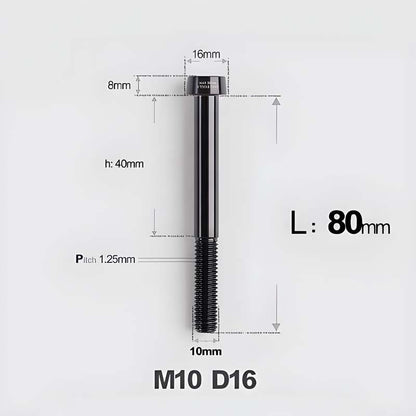 M10xL20-80mm Titanium 1.5mm Thread Security Bolt for Brembo Caliper Mounting D16
