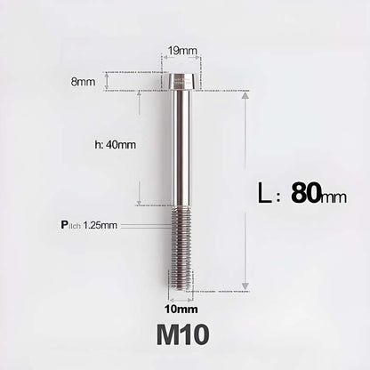 M10xL20-80mm Titanium 1.25mm Thread Security Bolt for Brembo Caliper Mounting D19