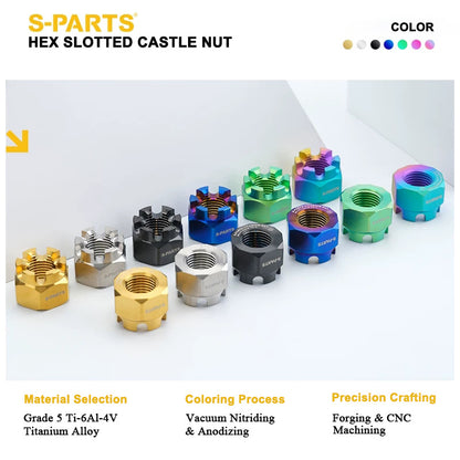M15 × 1.5 Titanium Hex Slotted Castle Nut for Motorcycle & Automotive