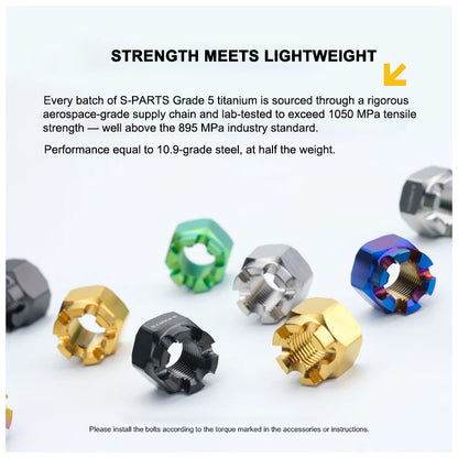 M15 × 1.5 Titanium Hex Slotted Castle Nut for Motorcycle & Automotive
