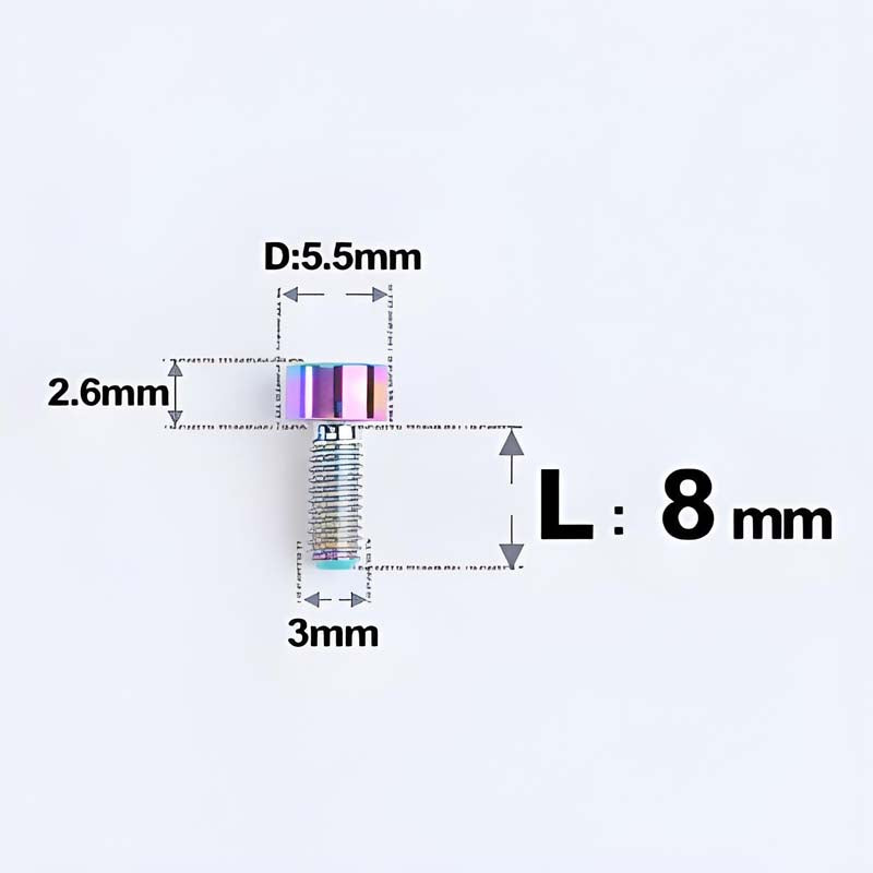 M3 x 8MM Head Cap Titanium Alloy Bolts Road Bike Bolt- Rainbow