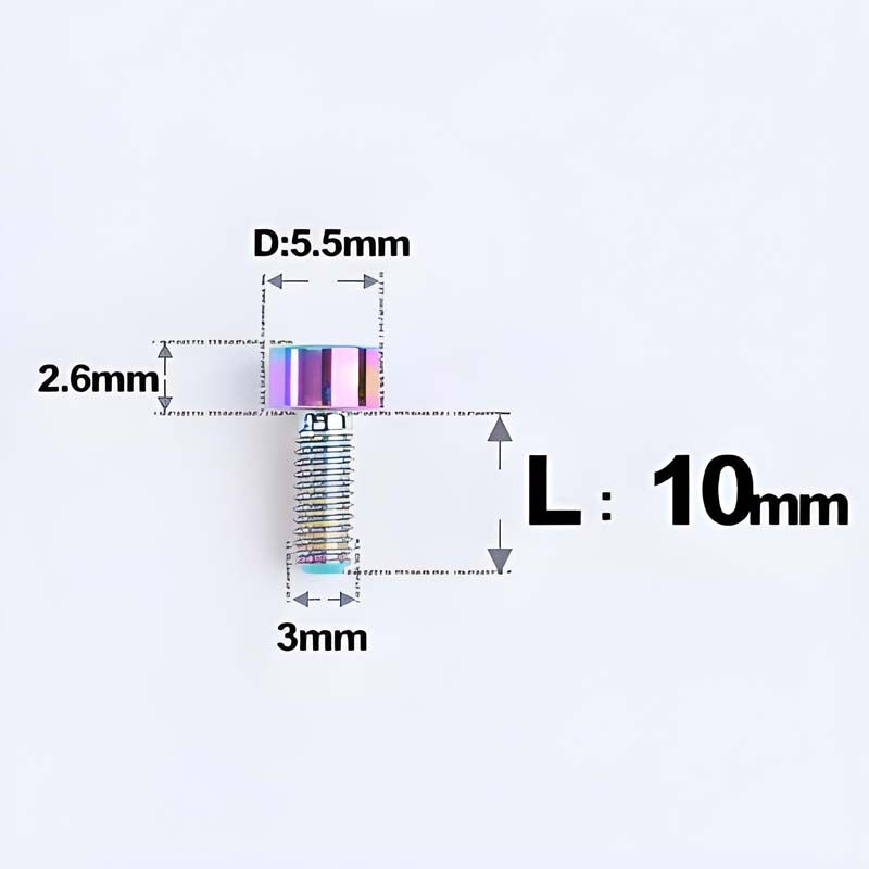 M3 x 10MM Head Cap Titanium Alloy Bolts Road Bike Bolt- Rainbow